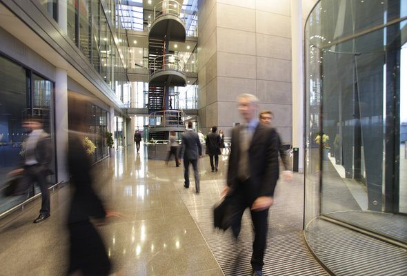 Clients inside a bank.