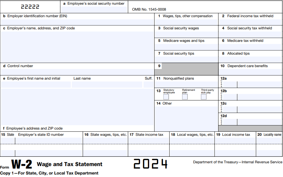 IRS tax form W-2.