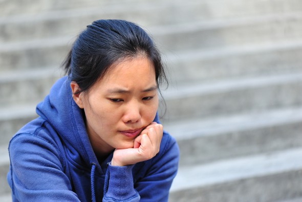 A woman checking her bank account.