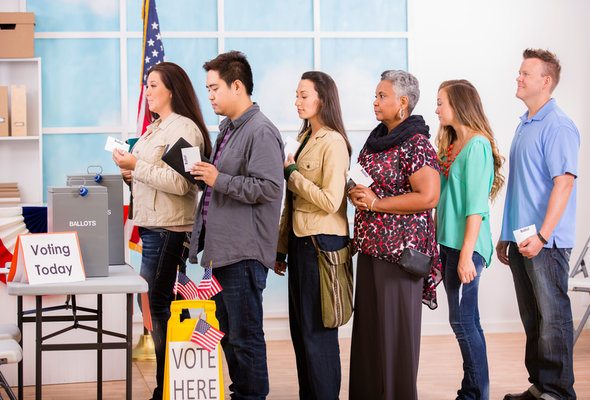 Voter waiting in line to vote.