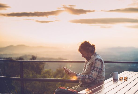 A men reviewing his pension.