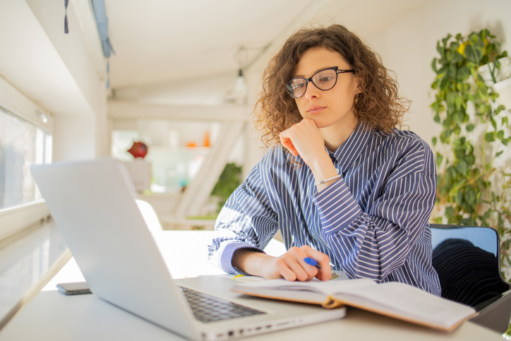 An investor reviewing her portfolio.