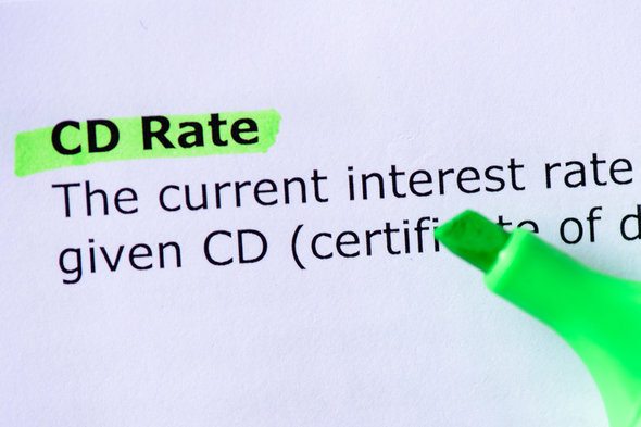 Closeup of interest rate for a CD.