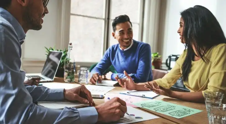 A couple discuss what is financial services.