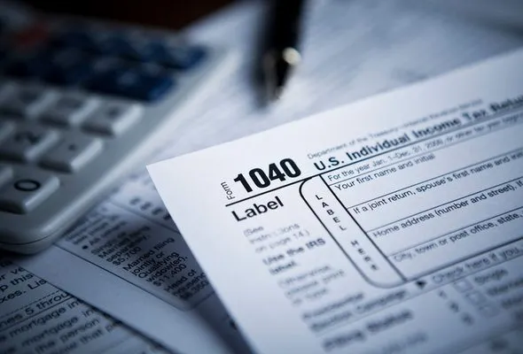 Closeup of tax form 1040.