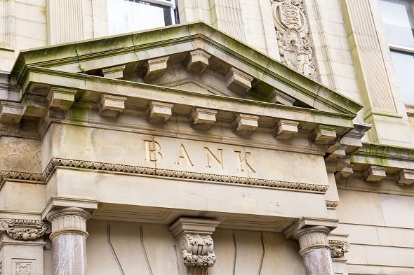 Close up of a bank entrance.