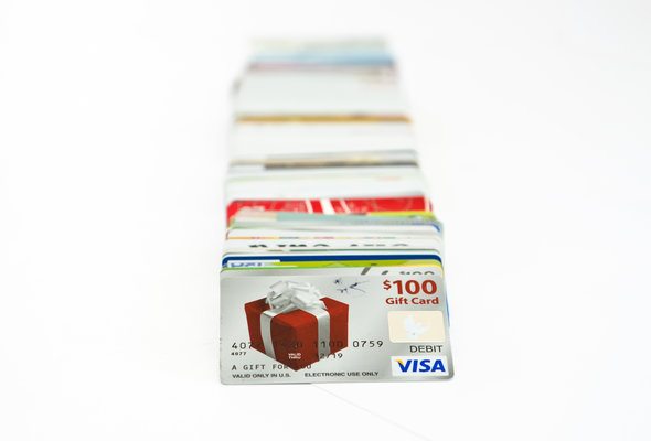 A stack of gift cards.