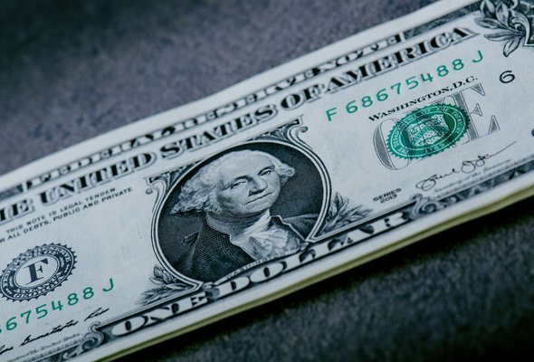 Closeup of a $1 bill.