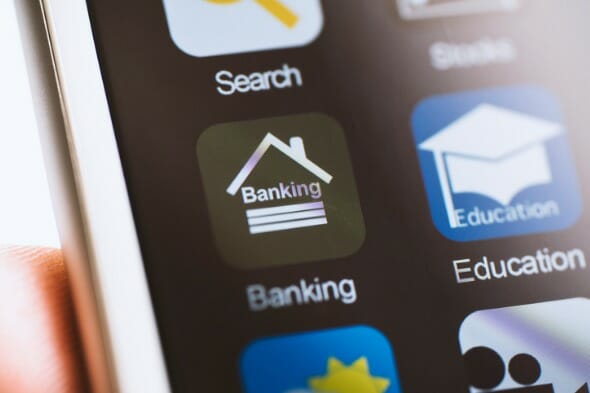Closeup of a bank app.