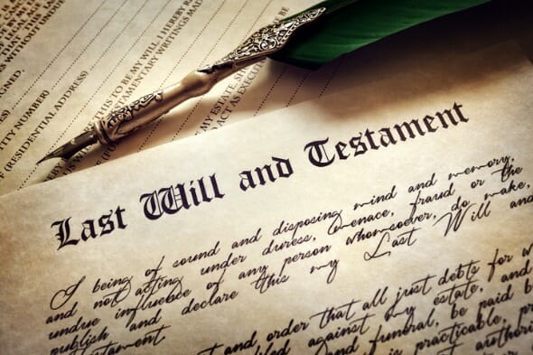 Closeup of a last will and testament.
