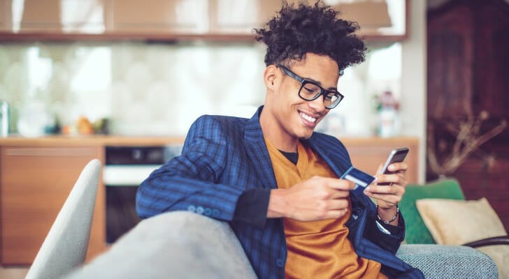 A man accessing his bank account online.
