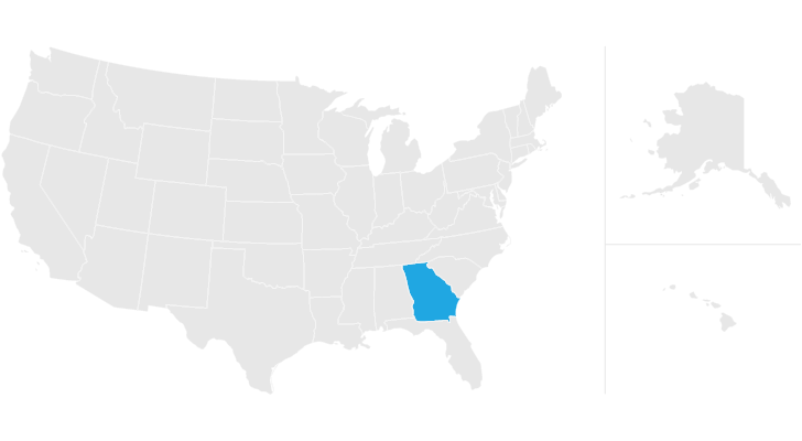 The state of Georgia highlighted on a map.