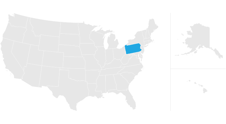 State of Pennsylvania highlighted on a map.