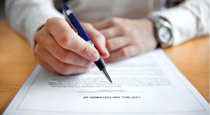 Closeup of a last will and testament.