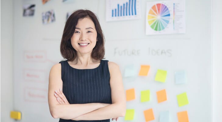 A certified public accountant in her office.
