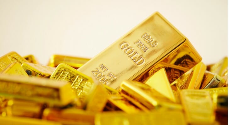 A pile of gold bars.