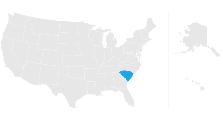 A man of the United States with the state of South Carolina highlighted.