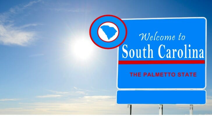A sign reading "Welcome to South Carolina."