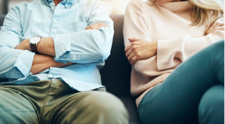 A couple going through mediation during divorce proceedings in Texas.