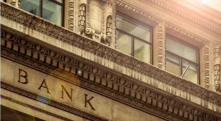 Closeup of a bank.
