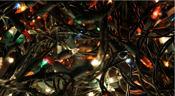 Closeup of a Christmas tree.