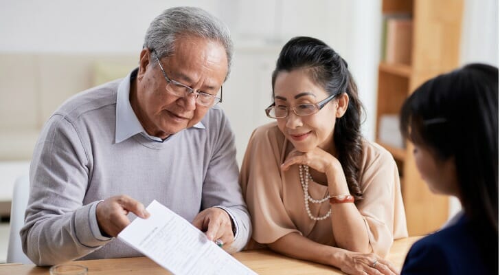 A husband and wife reviewing options for an irrevocable trust.