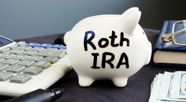 A piggy bank labeled "Roth IRA."