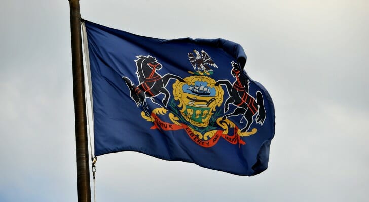 The state flag of Pennsylvania.