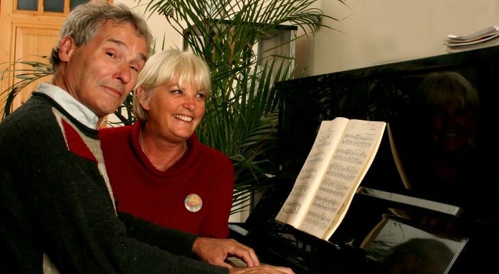 A couple enjoying retirement comfortably at 62.