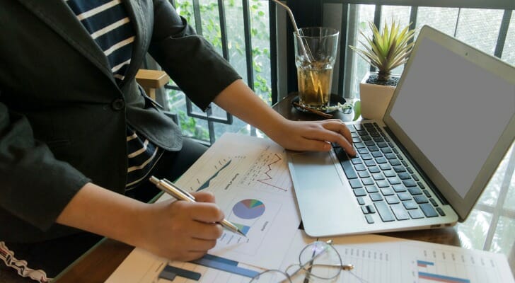 A financial professional reviews securities licenses.