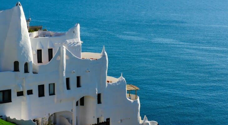 A view of the Casapueblo resort located in Punta Ballena, Uruguay and built by the famous uruguayan artist Carlos Paez Vilaró.