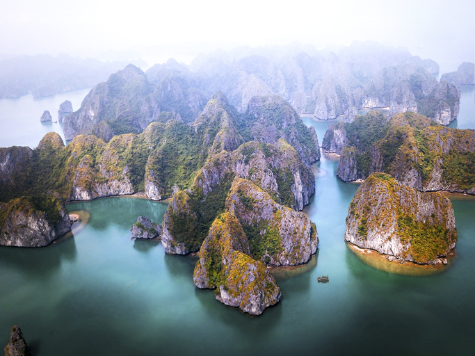 Vietnam's limestone structures of Halong Bay.