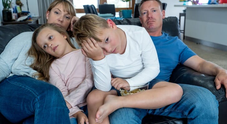 A family showing the wear and tear of staying at home together is nonetheless kept afloat by Kentucky relief programs..