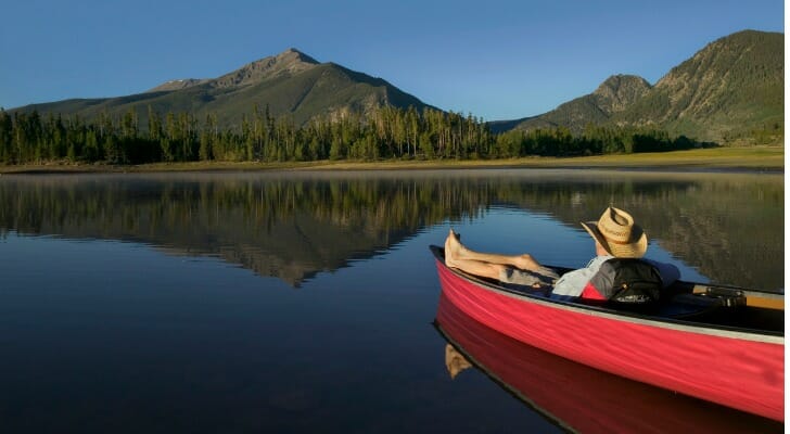 Man in a canoe in Arkansas