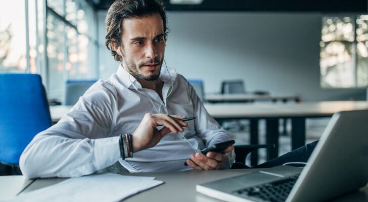 An investor at his computer