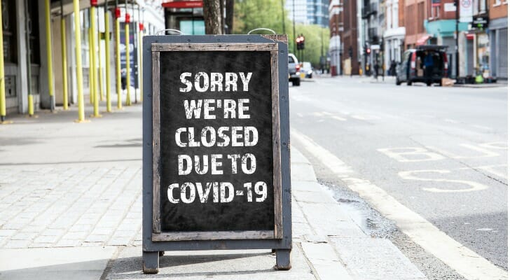 Sign saying a business is closed because of Covid-19