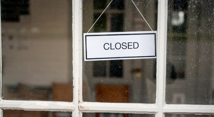 A closed store sign represents the widespread closure of businesses that are requiring Vermont coronavirus relief programs.