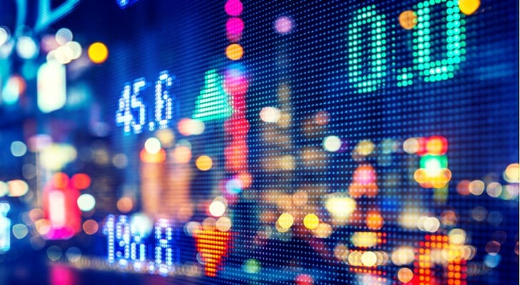 A close-up of stock market data.