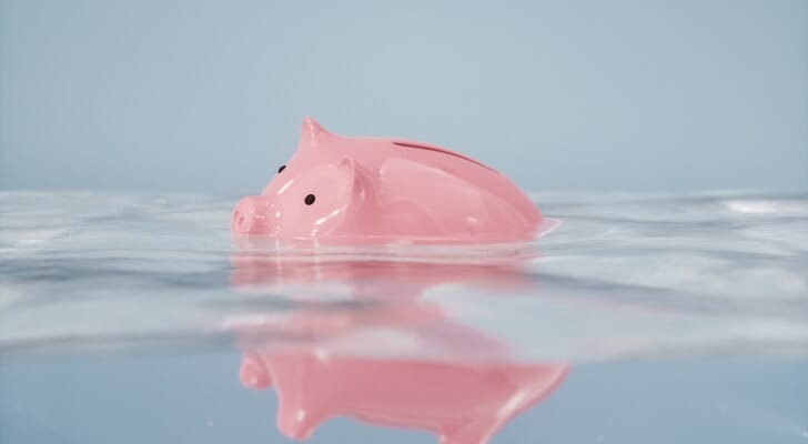 Sinking piggy bank. Bank failures don't happen every day, however.
