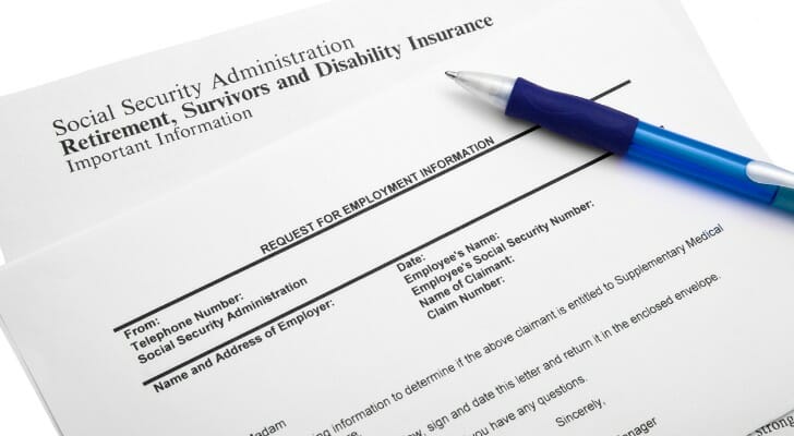 A Social Security Administration form.