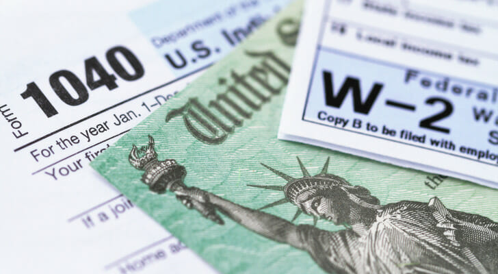 Close-up of IRS tax forms.