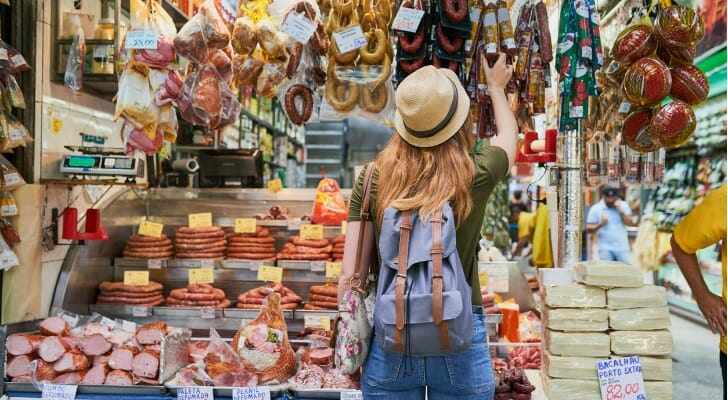Woman shopping at a street market