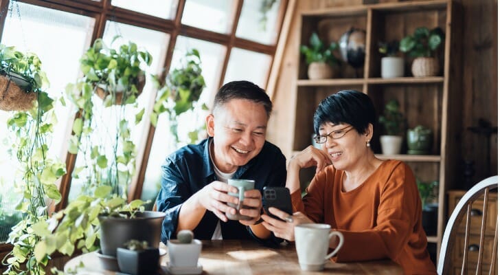 A husband and wife building a family financial plan.