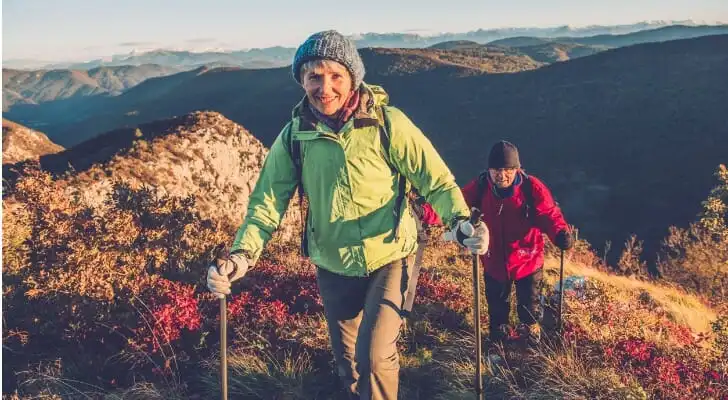 Retired couple hiking in Slovenia