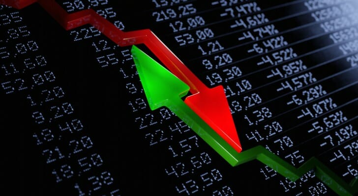 Stock chart with arrows