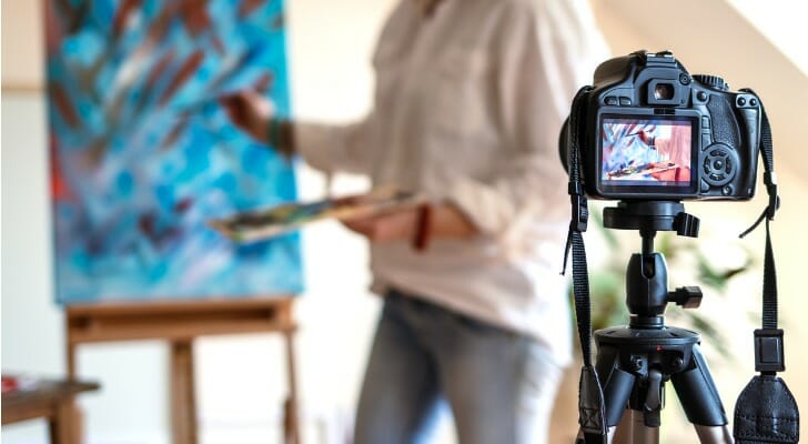 An artistic painter at work