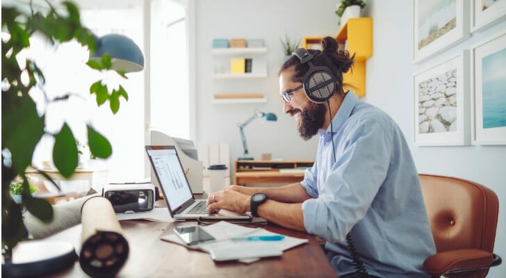 Man working in his home office