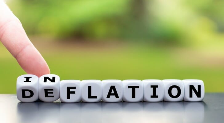 Letters spelling inflation and deflation.