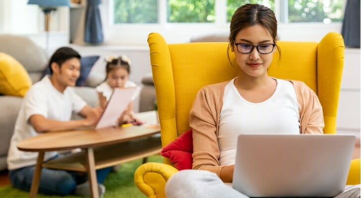 Woman in her home office