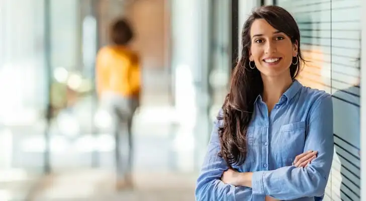 Female financial advisor at her office